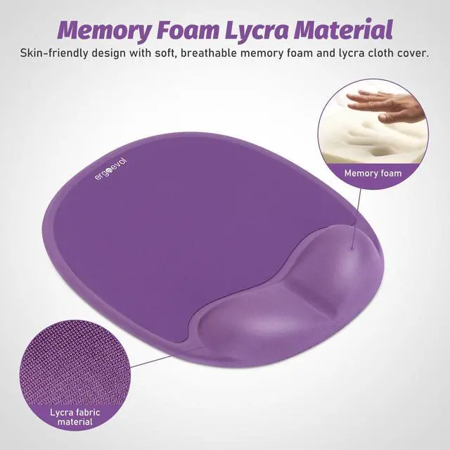 Alt view image 6 of 7 - Ergonomic Mouse Pad with Wrist Rest & Elbow Support, Memory Foam Cushion, Non-Slip Base, Pain Relief for Office, Home & Gaming, Compatible with Vertical Ergonomic Mouse (Lavender Purple)