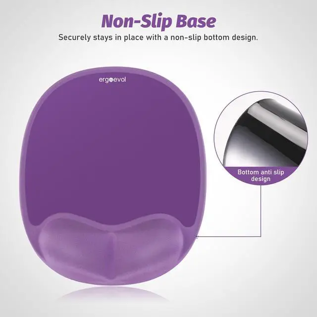 Alt view image 7 of 7 - Ergonomic Mouse Pad with Wrist Rest & Elbow Support, Memory Foam Cushion, Non-Slip Base, Pain Relief for Office, Home & Gaming, Compatible with Vertical Ergonomic Mouse (Lavender Purple)