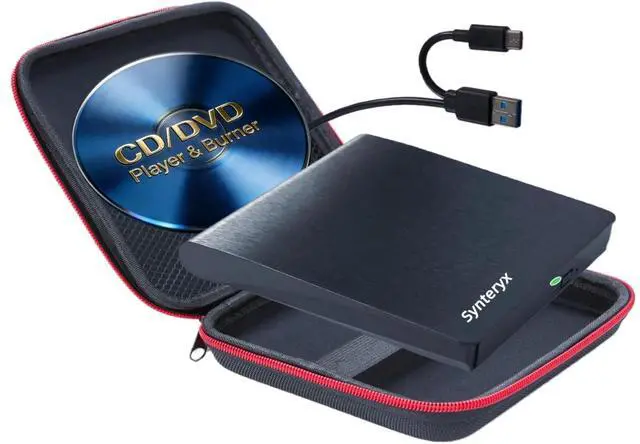 Main image of External CD DVD Drive, USB-A & USB-C CD Burner for Laptop, PC & Mac