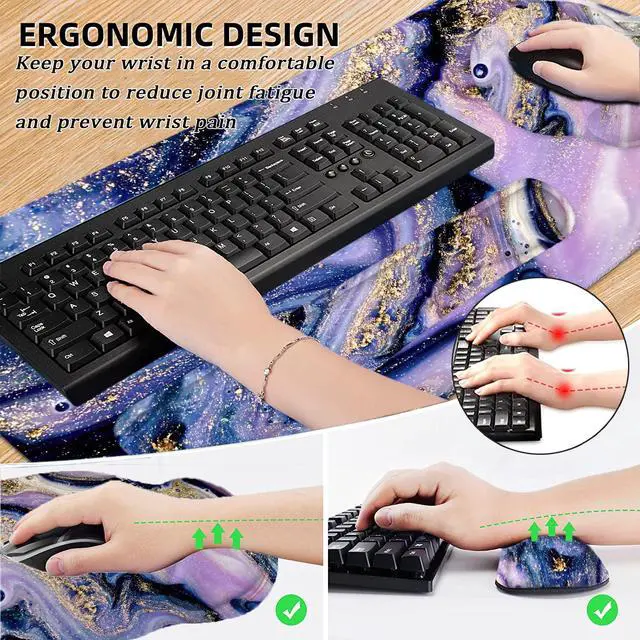 Alt view image 3 of 7 - Mouse Pad with Wrist Rest, Large Mouse Pad, Ergonomic Gaming Desk Pad Keyboard Wrist Rest Set, 4-in-1 Desk Mat Keyboard Mat for Home, Office