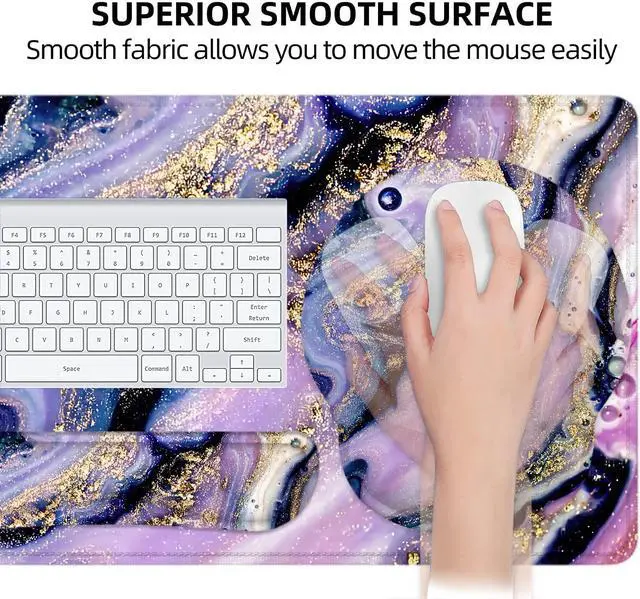 Alt view image 4 of 7 - Mouse Pad with Wrist Rest, Large Mouse Pad, Ergonomic Gaming Desk Pad Keyboard Wrist Rest Set, 4-in-1 Desk Mat Keyboard Mat for Home, Office