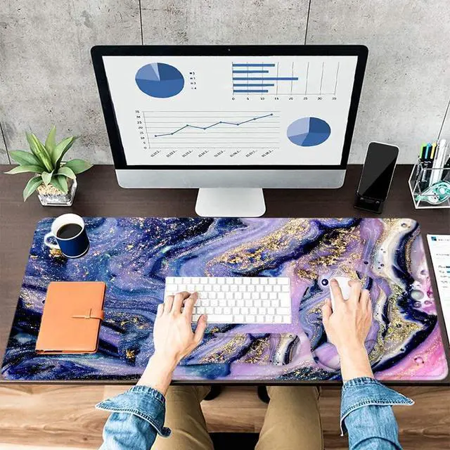 Alt view image 7 of 7 - Mouse Pad with Wrist Rest, Large Mouse Pad, Ergonomic Gaming Desk Pad Keyboard Wrist Rest Set, 4-in-1 Desk Mat Keyboard Mat for Home, Office