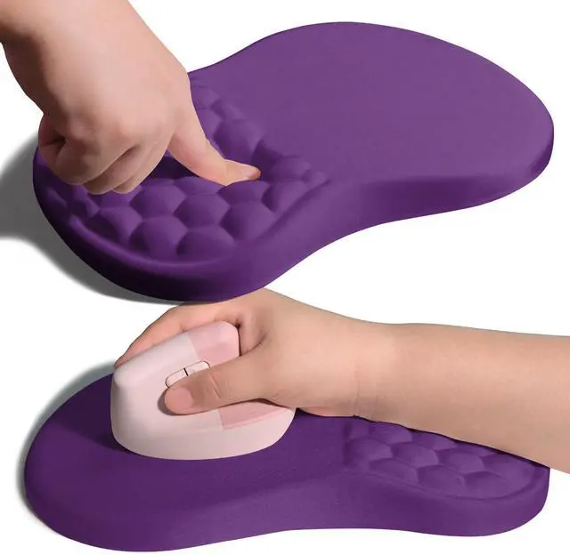 Main image of Ergonomic Joint Wrist Support Mouse Pad with Memory Foam Cushion Massage Bump, Carpal Tunnel Pain Relief Mousepad Slope Design for Wrist Rest, 11.8x7.9 in, Dark Violet