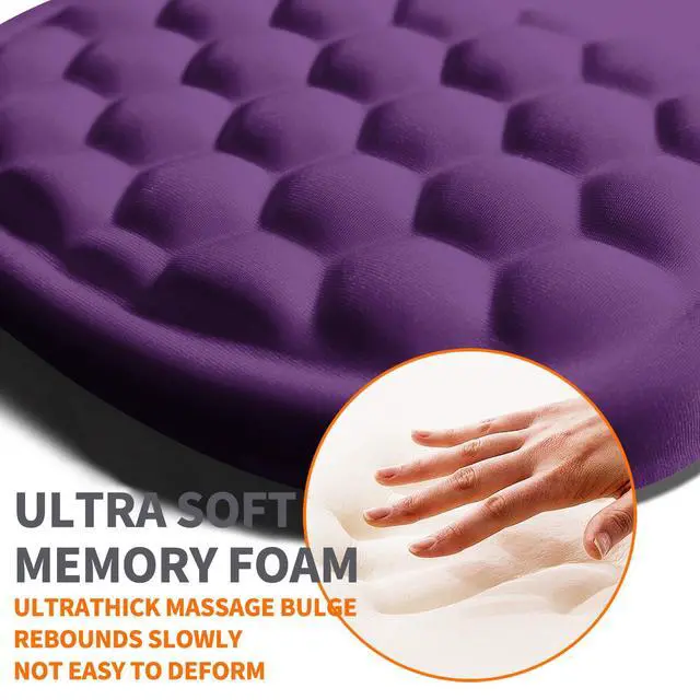 Alt view image 3 of 6 - Ergonomic Joint Wrist Support Mouse Pad with Memory Foam Cushion Massage Bump, Carpal Tunnel Pain Relief Mousepad Slope Design for Wrist Rest, 11.8x7.9 in, Dark Violet