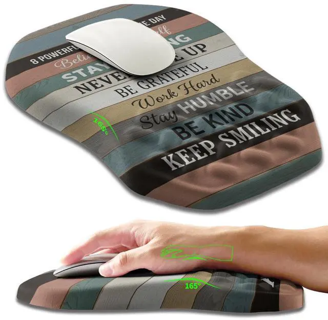 Main image of Ergonomic Slope Mouse Pad Wrist Support, Wrist Rest Mousepad for Carpal Tunnel Pain Relief with Massage Bulge and Slow Rebound Memory Foam (12x8 inch, Inspirational Quote)