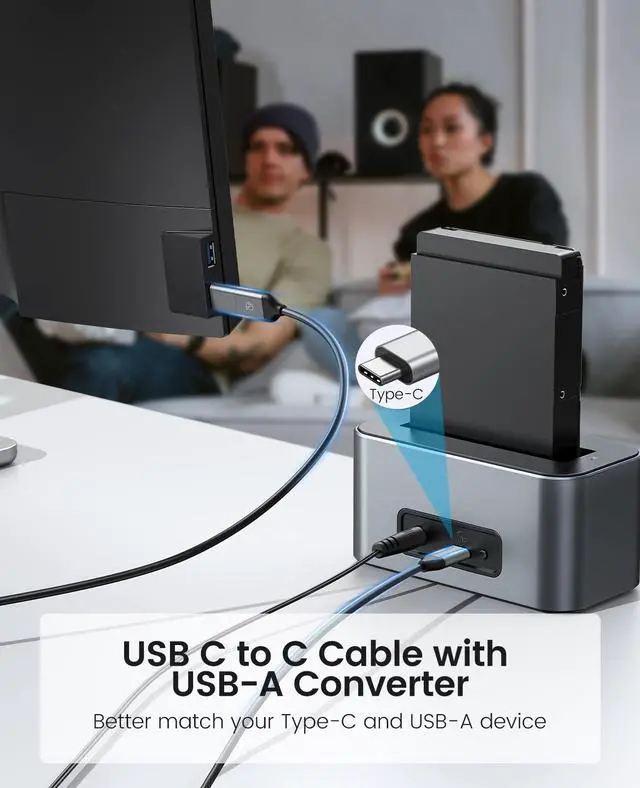 Alt view image 4 of 7 - Hard Drive Docking Station Aluminum USB C to SATA 3.0 (6 Gbps) Hard Drive Enclosure for 2.5/3.5 Inch SSD HDD UASP Supported with 12V 2A Power Supply Max Up to 18TB (6616C3)