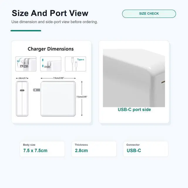 Alt view image 5 of 7 - 100W USB C Charger Compatible with MacBook Pro 16,15,14,13 Inch 2023 2022 2021, Air 13,13.6,15 Inch