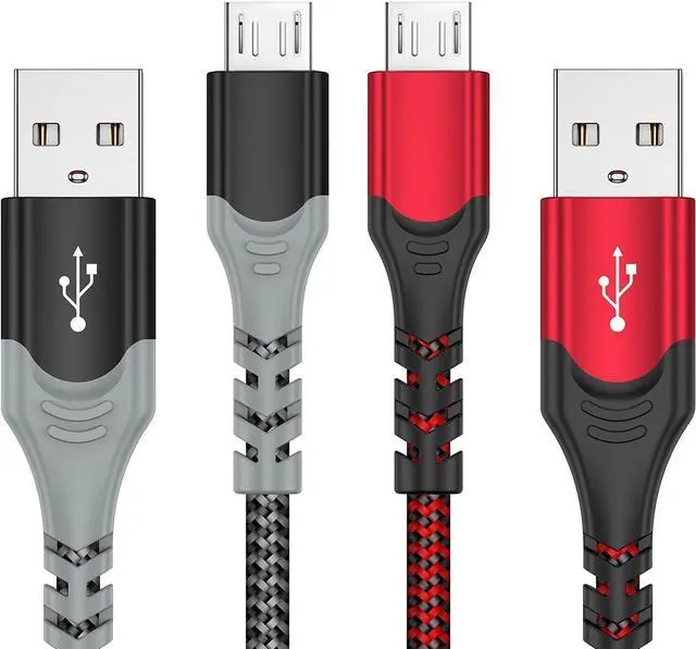 Main image of PS4 Controller Charger Charging Cable 2 Pack 10FT Nylon Braided Micro USB 2.0 High Speed Data Sync Cord for PlayStation DualShock 4, Xbox One S/X Controller, Android Phones