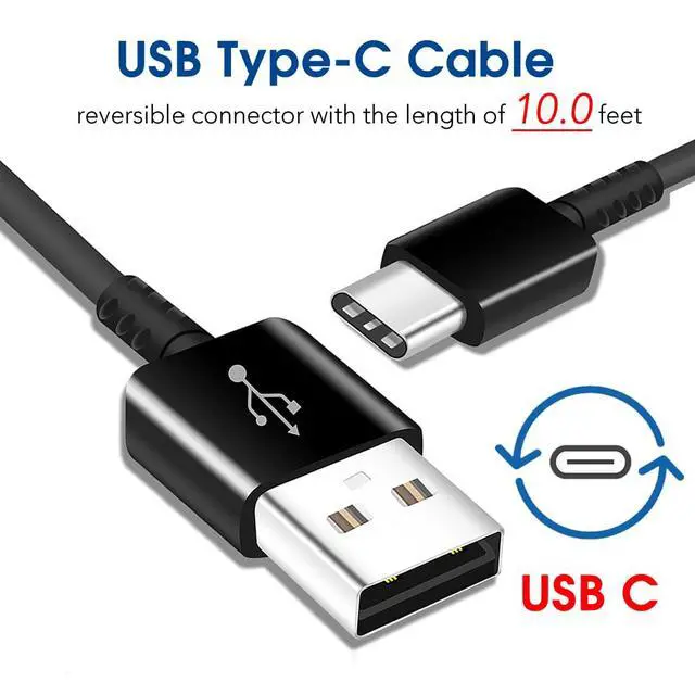 Alt view image 3 of 7 - 10FT Cable, Type C Charger Fast Charging, USB C Android Phone Wall Charger Block & Charge Cord, for Samsung Galaxy S25/S24/S23/S22/S21/S20/S10 Plus/S10E/S9/S8/S21 Ultra Note 8/9/10/20 etc