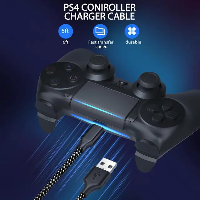 Alt view image 2 of 7 - PS4 Controller Charger Cable 3-Pack 6FT for Xbox One Controller Dualshock 4,PS4 Charging Cord,Nylon Braided Micro USB Data Sync Cable for PlayStation 4 PS Slim Pro,Charge and Play Wire 6 ft