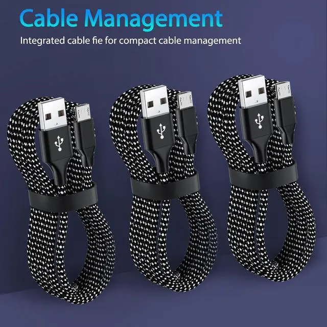 Alt view image 5 of 7 - PS4 Controller Charger Cable 3-Pack 6FT for Xbox One Controller Dualshock 4,PS4 Charging Cord,Nylon Braided Micro USB Data Sync Cable for PlayStation 4 PS Slim Pro,Charge and Play Wire 6 ft