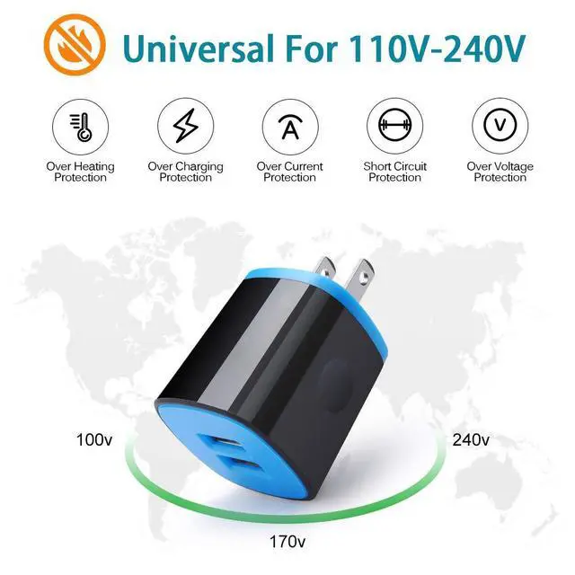 Alt view image 4 of 7 - Android Charger Fast Charging Micro USB Cable, 6FT Nylon Micro Cord Wall Charger Block, AbcPow 2.1A Power Adapter with Phone Cord Compatible for Samsung Galaxy S7 S6 J7 J3 Note 5, LG G4, HTC