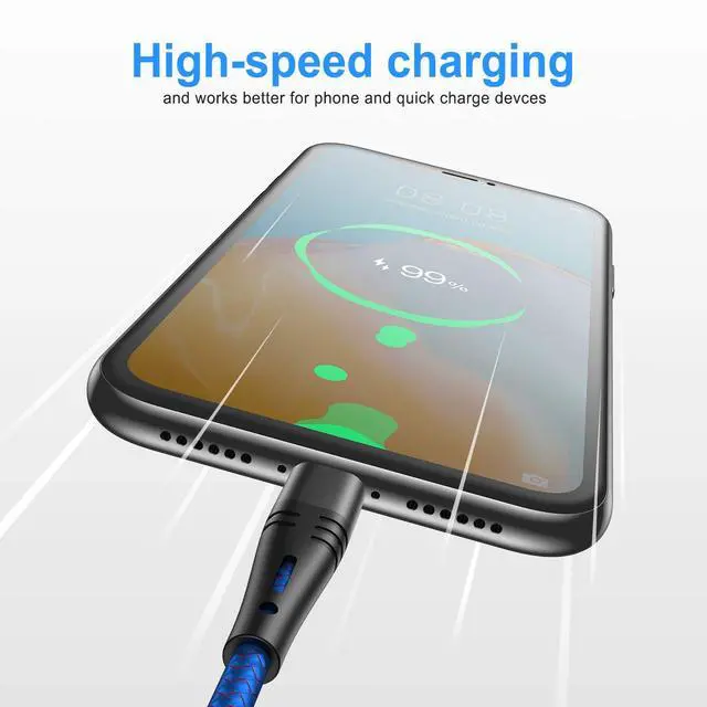Alt view image 2 of 7 - Micro USB Cable 6ft Android Phone Charger 2-Pack Long Premium Nylon Braided Fast Durable Charging Cord for Samsung Galaxy S7 S6 Edge J7 S5,Note 5 4,LG,HTC,Sony,Xbox One, PS4,Kindle,MP3,Tablet(Blue)