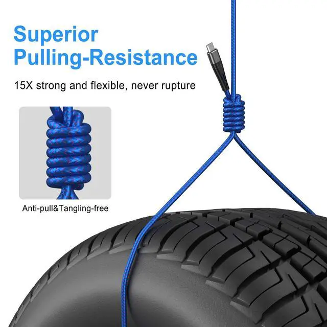 Alt view image 4 of 7 - Micro USB Cable 6ft Android Phone Charger 2-Pack Long Premium Nylon Braided Fast Durable Charging Cord for Samsung Galaxy S7 S6 Edge J7 S5,Note 5 4,LG,HTC,Sony,Xbox One, PS4,Kindle,MP3,Tablet(Blue)