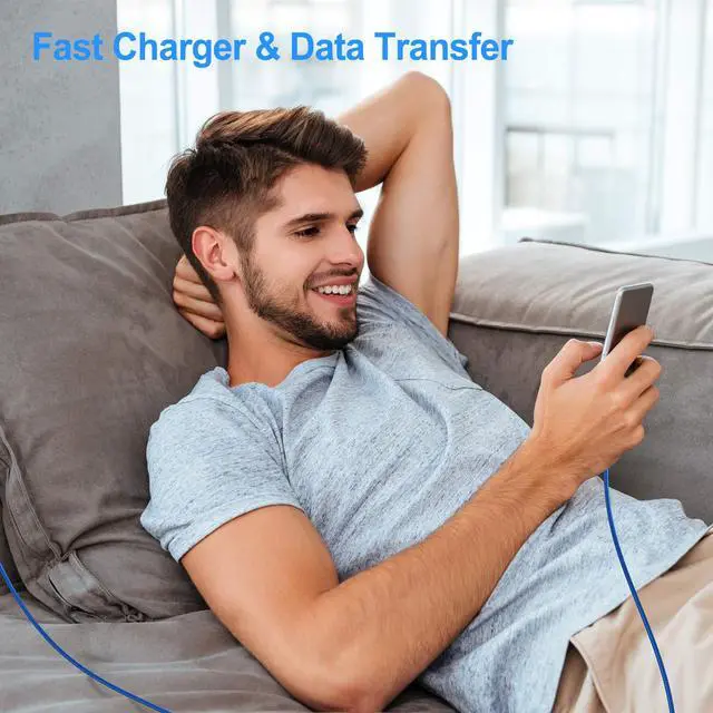 Alt view image 6 of 7 - Micro USB Cable 6ft Android Phone Charger 2-Pack Long Premium Nylon Braided Fast Durable Charging Cord for Samsung Galaxy S7 S6 Edge J7 S5,Note 5 4,LG,HTC,Sony,Xbox One, PS4,Kindle,MP3,Tablet(Blue)