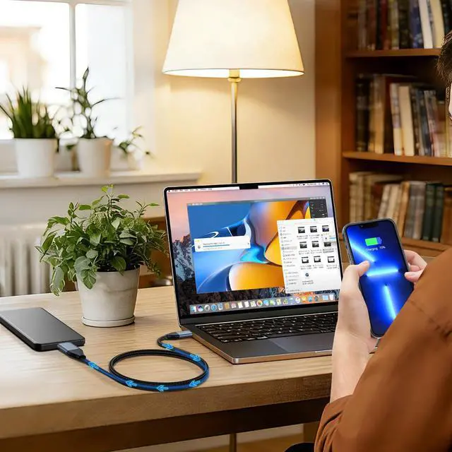 Alt view image 2 of 5 - USB 3.0 to USB C, 3ft /1m USB C Male to Micro USB 3.0 Sync Cord, Nylon Braided Data Wire for Samsung, My Passport and More External Hard Drive