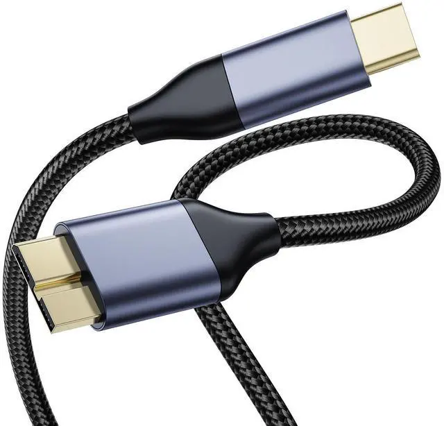 Main image of USB 3.0 to USB C, 3ft /1m USB C Male to Micro USB 3.0 Sync Cord, Nylon Braided Data Wire for Samsung, My Passport and More External Hard Drive