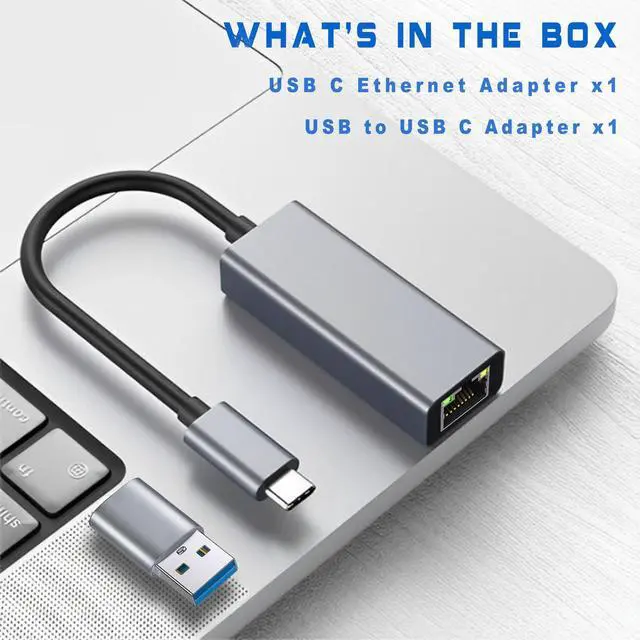 Alt view image 5 of 5 - USB Ethernet Adapter USB C Hub for Mac Tablets PC, Ethernet Adapter to USB-C Laptop 1 Gigabit for MacBook Pro/Air Surface, USBC Hub Dongle Compatible for Thunderbolt 3/4 to RJ45 Network100/1000Mbps