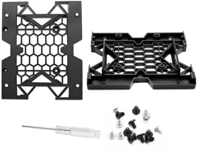 Main image of 2pcs 2.5'' SSD 3.5''HDD to 5.25'' Mounting Bracket, SSD HDD Tray Caddy Hard Drive Bays Adapter with Mounting Bracket for Cooling Fan