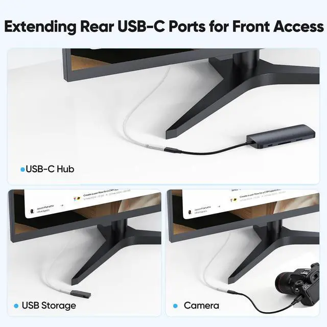 Alt view image 7 of 7 - USB C Extension Cable 3ft, USB C 3.2 Extender 20Gbps Data Transfer 4K@60Hz Video 100W Fast Charging Type C Full-Featured Male to Female Cord for iPhone 17/16/15 Galaxy S26-S8 PS5 Hub Laptop Monitor