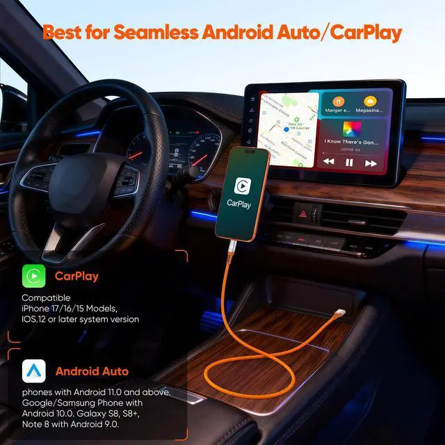 Alt view image 6 of 7 - USB to USB C Data Cable 3ft, 10Gbps USB3.1/3.2 Gen 2 High Speed Data Transfer & 3A Fast Charge USB A to Type C Cord for iPhone 17/16/15 Galaxy Phone T7 External SSDs Laptop PC Android Auto/Carplay