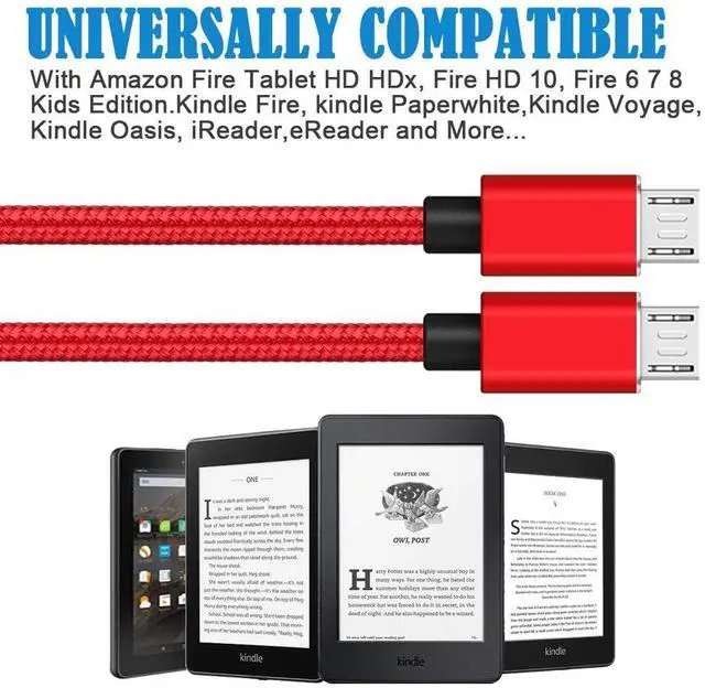Alt view image 2 of 4 - Micro USB Cable Android Charger for Amazon Kindle Fire HD 10 8 Tablet - Old Models,PS4 Controller Charging Cord for Samsung Galaxy S7 S6 J7 Edge Phone,Braided USB A to Micro B Wire Replacement 3FT