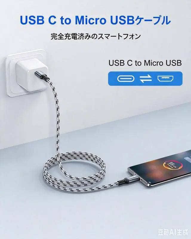 Alt view image 3 of 7 - USB C to Micro USB Cable 6.6FT Charge Ring Doorbell Battery, Kindle, Bose QC35 & PS4 Controller | Nylon Braided, Fast 2.4A Charging & 480Mbps Data Sync