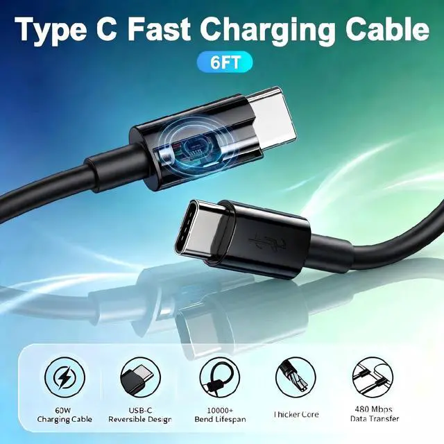Alt view image 6 of 7 - Super Fast Charger USB C, 2-Pack 45W USB C Charger with 6FT C to C Cable, Dual Port Fast Charger USB C for Samsung Galaxy S26/S25/S24/S23/S22/S21/S20/Plus/Ultra,Android,Galaxy Tablet,iPhone 17/16/15