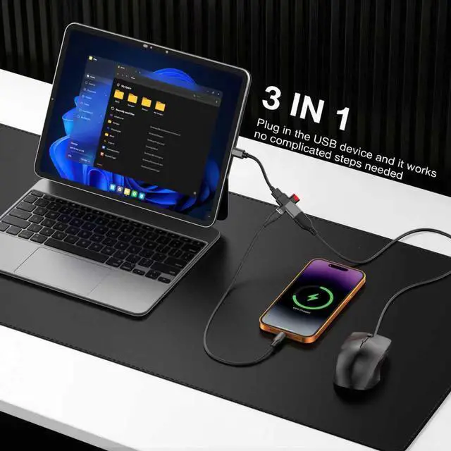 Alt view image 6 of 7 - Small USB C HUB for Laptop, 60W Fast Charging and 480Mbps Data Transfer USB C Docking Station, USB C Splitter, USB C Dongle for MacBook Pro, iMac, iPhone 17, XPS. (Grey)