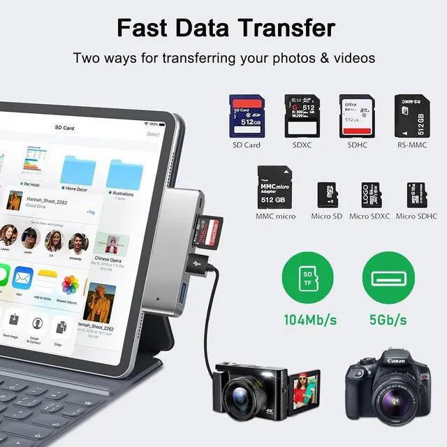 Alt view image 3 of 7 - Adapter for iPad USB C Hub, 5-in-1 USB C Adapter with 2 * 5Gbps USB 3.0, 60W PD Charging, SD/Micro SD Card Reader for iPad Pro M4 M2 M1 13 12.9 11 inch iPad Air 5 4 Tablet Dock