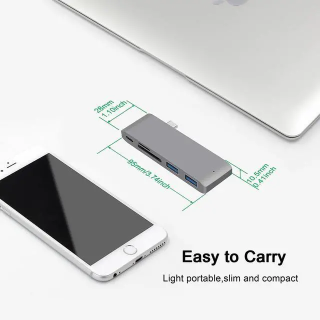 Alt view image 7 of 7 - Adapter for iPad USB C Hub, 5-in-1 USB C Adapter with 2 * 5Gbps USB 3.0, 60W PD Charging, SD/Micro SD Card Reader for iPad Pro M4 M2 M1 13 12.9 11 inch iPad Air 5 4 Tablet Dock
