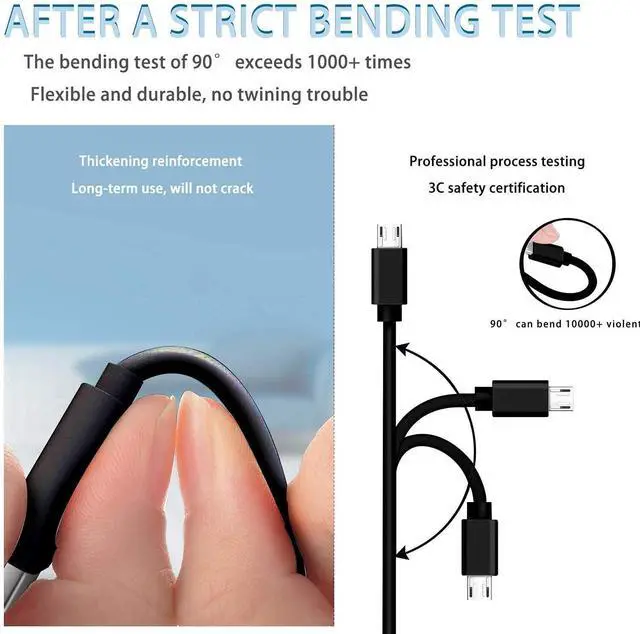 Alt view image 4 of 5 - 5V 2A 1A Fast Wall Charger 10ft Long Micro USB Type B Charging Cable Cord for Kindle Paperwhite 2-13, Oasis E-Reader, Fire HD 6 7 8 10 Plus Kids Pro,Galaxy S7/S6/S5/S4/S2/LG Android Phone & More