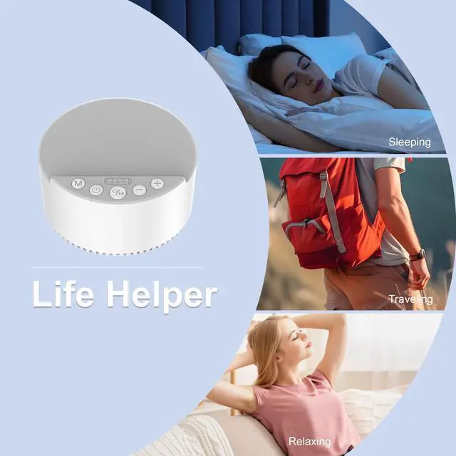 Alt view image 4 of 7 - Sound Machine with Wireless Charger,White Noise Machine with Memory Function,6 Soothing Sounds,3 Timers Modes for Baby Kids Adult & Home Office Travel