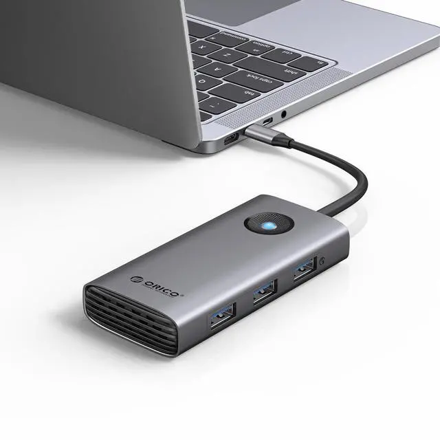 Main image of USB C Docking Station, 6-in-1 Laptop Docking Station with HDMI 4K@30Hz, 100W PD, USB-A&C 3.0, USB C Dock Compatible with MackBook/Dell XPS/HP/Surface