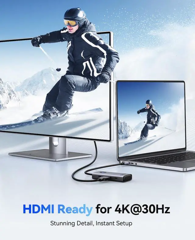 Alt view image 4 of 7 - USB C Docking Station, 6-in-1 Laptop Docking Station with HDMI 4K@30Hz, 100W PD, USB-A&C 3.0, USB C Dock Compatible with MackBook/Dell XPS/HP/Surface