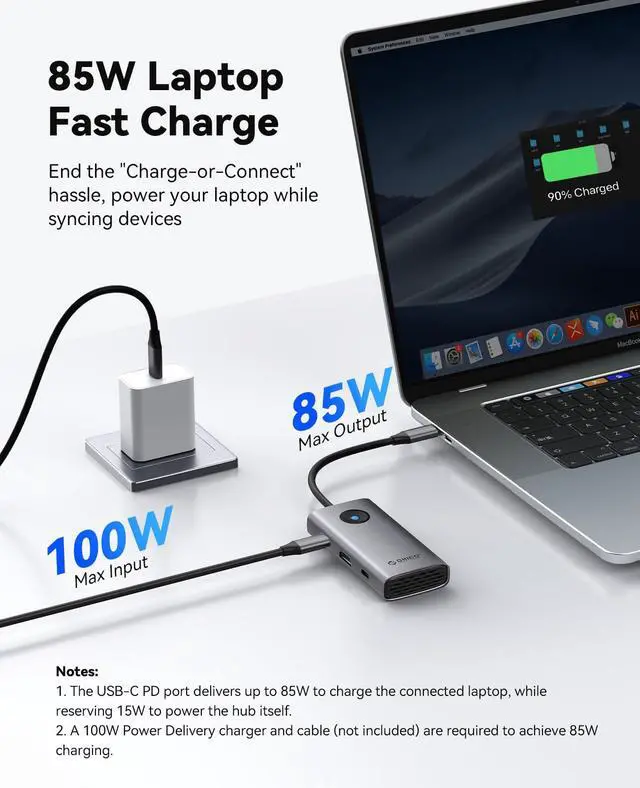 Alt view image 5 of 7 - USB C Docking Station, 6-in-1 Laptop Docking Station with HDMI 4K@30Hz, 100W PD, USB-A&C 3.0, USB C Dock Compatible with MackBook/Dell XPS/HP/Surface