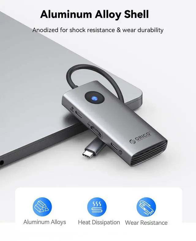 Alt view image 7 of 7 - USB C Docking Station, 6-in-1 Laptop Docking Station with HDMI 4K@30Hz, 100W PD, USB-A&C 3.0, USB C Dock Compatible with MackBook/Dell XPS/HP/Surface