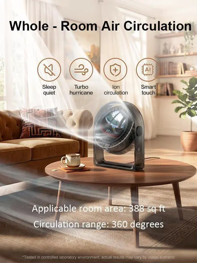 Alt view image 3 of 7 - 2026 New Desk Fan, Quiet Air Circulator Mini Fan for Bedroom, Portable Smart Display USB Fan, 4 Speeds Strong Airflow, 120°Tilt, Small Desktop Table Fans For Office Bedside Room, Translucent Black
