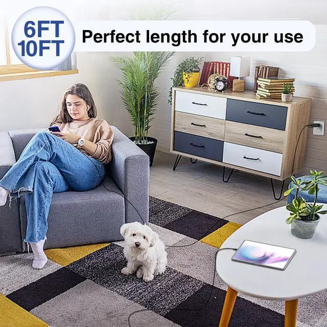 Alt view image 5 of 7 - Super Fast Charger USB C for Samaung Galaxy S25+/S24+Ultra,6FT+10FT+10FT Samsung Type C Charger Fast Charging Cable,Long USB C Cord Android Phone Charger for Samsung Galaxy S25/S24/S23/S22/S21/S20