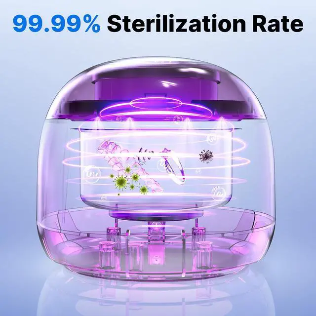 Alt view image 4 of 7 - Ultrasonic Retainer Cleaner - UV Dental Cleaning Pod Night Guard Cleaner for Dentures, Aligner, Braces, Toothbrush Heads, Jewelry (Pink)