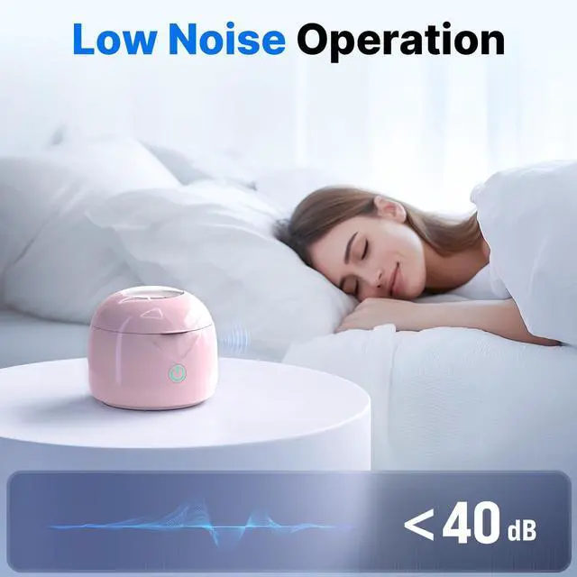 Alt view image 6 of 7 - Ultrasonic Retainer Cleaner - UV Dental Cleaning Pod Night Guard Cleaner for Dentures, Aligner, Braces, Toothbrush Heads, Jewelry (Pink)