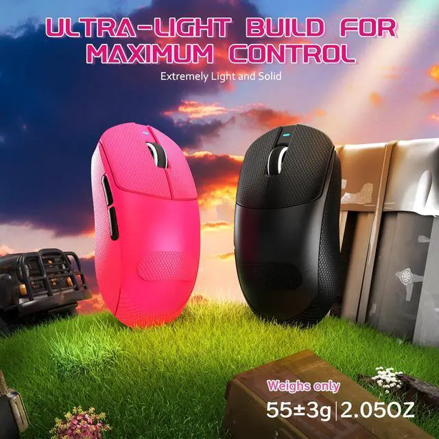 Alt view image 3 of 7 - ×Attack Shark X8 Plus Wireless Gaming Mouse,55g Lightweight Triple Mode Ergonomic Gaming Mouse,PAW3395PRO 40K DPI Optical Sensor,150h Battery Life,Griptape Programmable Buttons for PC/Mac