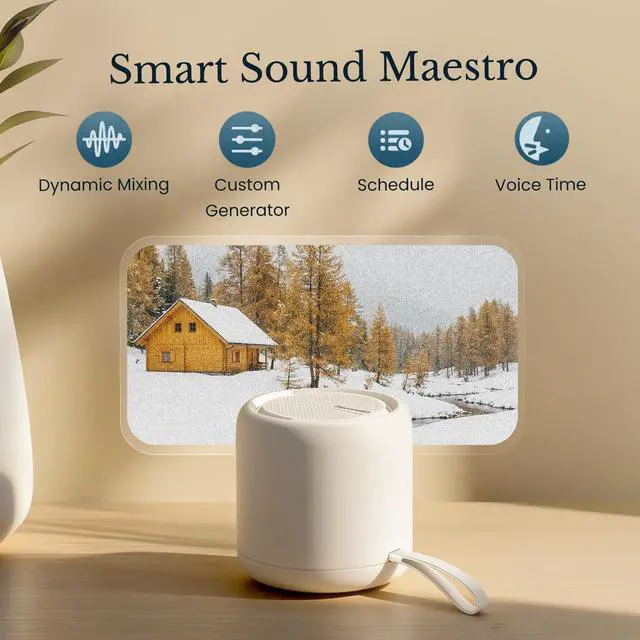 Alt view image 2 of 7 - White Noise Sound Machine & Alarm Clock: Color Noises and Custom Soundscapes, App Control, Sleep Schedule, Multiple Alarms, 100 Volume Levels, Built-in Battery