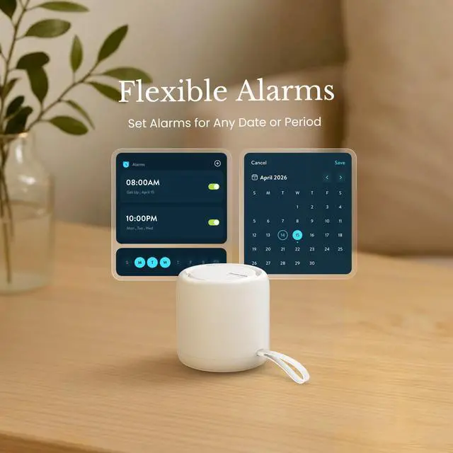 Alt view image 7 of 7 - White Noise Sound Machine & Alarm Clock: Color Noises and Custom Soundscapes, App Control, Sleep Schedule, Multiple Alarms, 100 Volume Levels, Built-in Battery