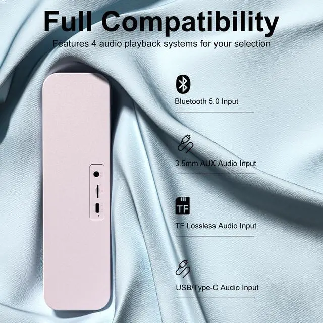 Alt view image 3 of 7 - Computer Speaker for Desktop,Rechargeable PC Speaker,Small Computer Soundbar with Stereo & Bass,3.5mm Aux-in,Bluetooth,TF Port,Loud Volume for Web Conferences,Teacher,Music (Pink)