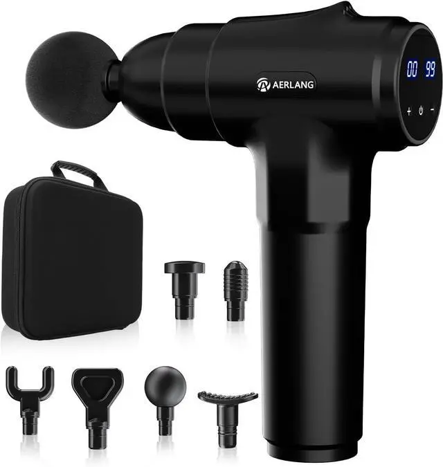 Main image of Muscle Massage Gun, Back Massager Deep Tissue Gun for Athletes to Relief Pain and Relax with 20 Adjustable High Intensity Speeds 6 Heads, Body Carrying Case