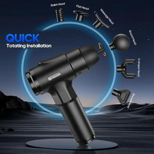 Alt view image 4 of 6 - Muscle Massage Gun, Back Massager Deep Tissue Gun for Athletes to Relief Pain and Relax with 20 Adjustable High Intensity Speeds 6 Heads, Body Carrying Case