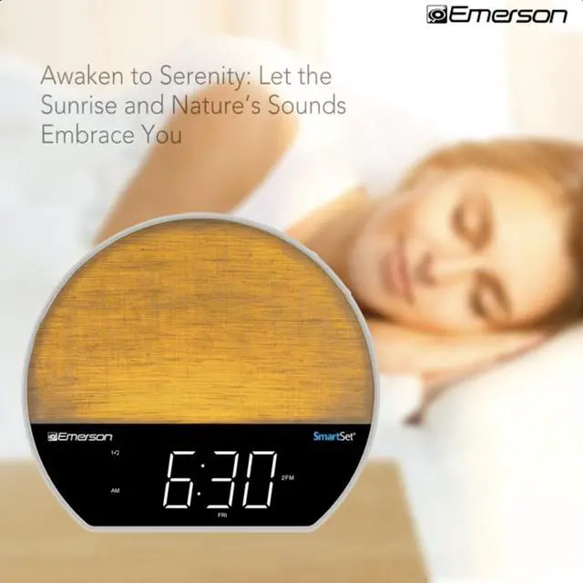 Alt view image 2 of 7 - CKSS7071 Sunrise Smartset Alarm Clock Radio with 1.2" LED Display, White Noise, 6 Soothing Sounds, 8-Color Dimmable LED, Bluetooth Speaker, White