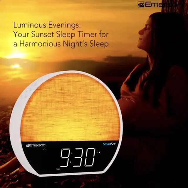 Alt view image 4 of 7 - CKSS7071 Sunrise Smartset Alarm Clock Radio with 1.2" LED Display, White Noise, 6 Soothing Sounds, 8-Color Dimmable LED, Bluetooth Speaker, White
