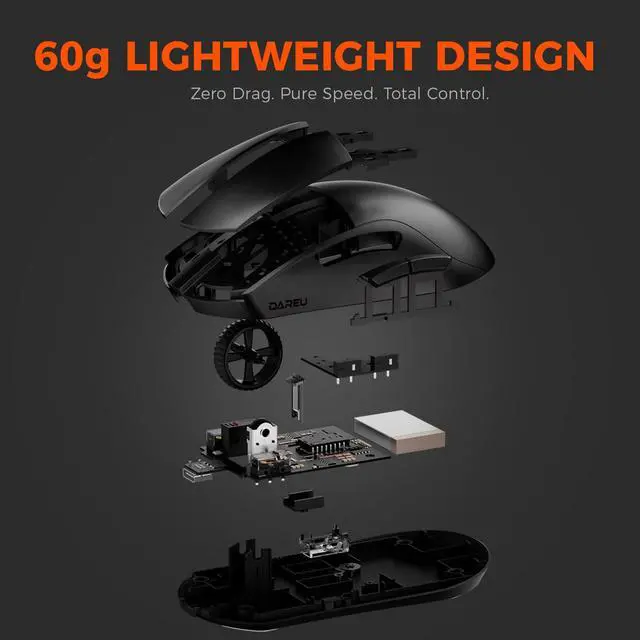 Alt view image 4 of 7 - A950GM Gaming Mouse Wireless, 60g Lightweight, 26K DPI PAW3395 Optical Sensor, 2.4G/BT/Wired,Support 30-40min Fast Charge, 5 Programmable Buttons for PC/Laptop/Mac